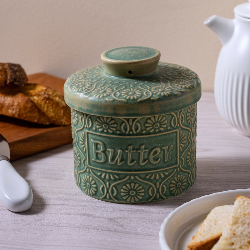 Vintage Embossed Butter Crock