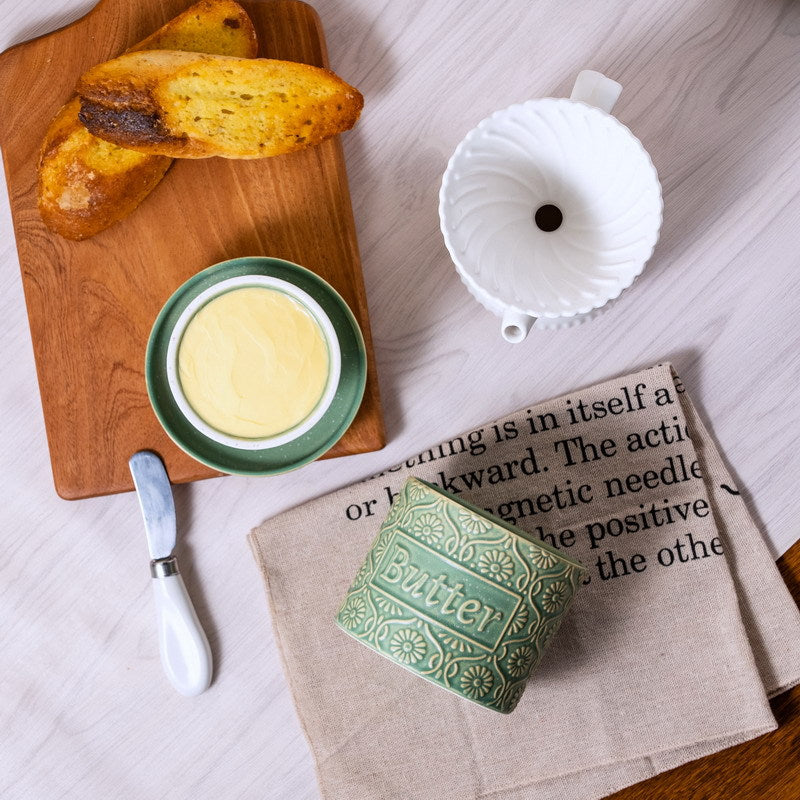 Vintage Embossed Butter Crock