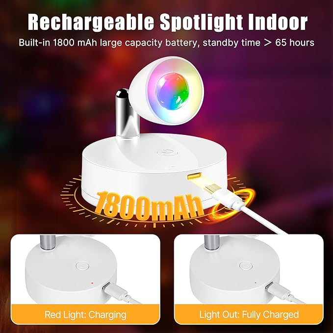 Rechargeable Wireless Indoor Spotlight Set – 4 Lights & 2 Remotes with Magnetic Mount