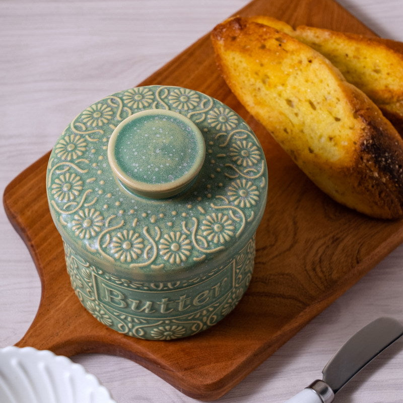 Vintage Embossed Butter Crock