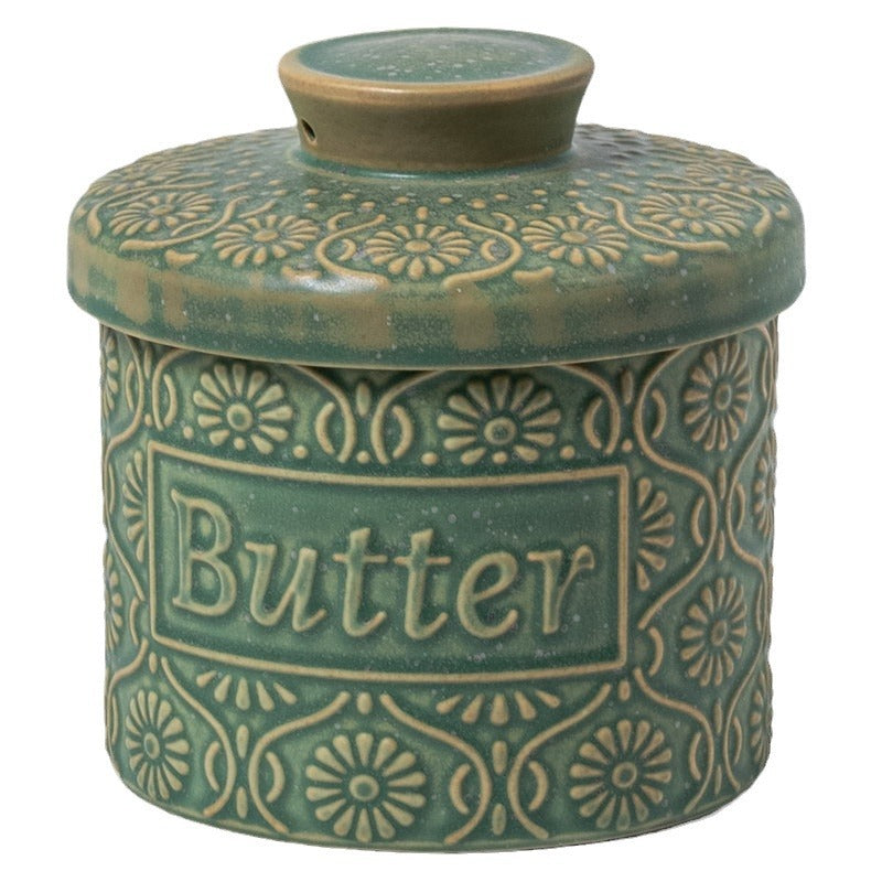 Vintage Embossed Butter Crock